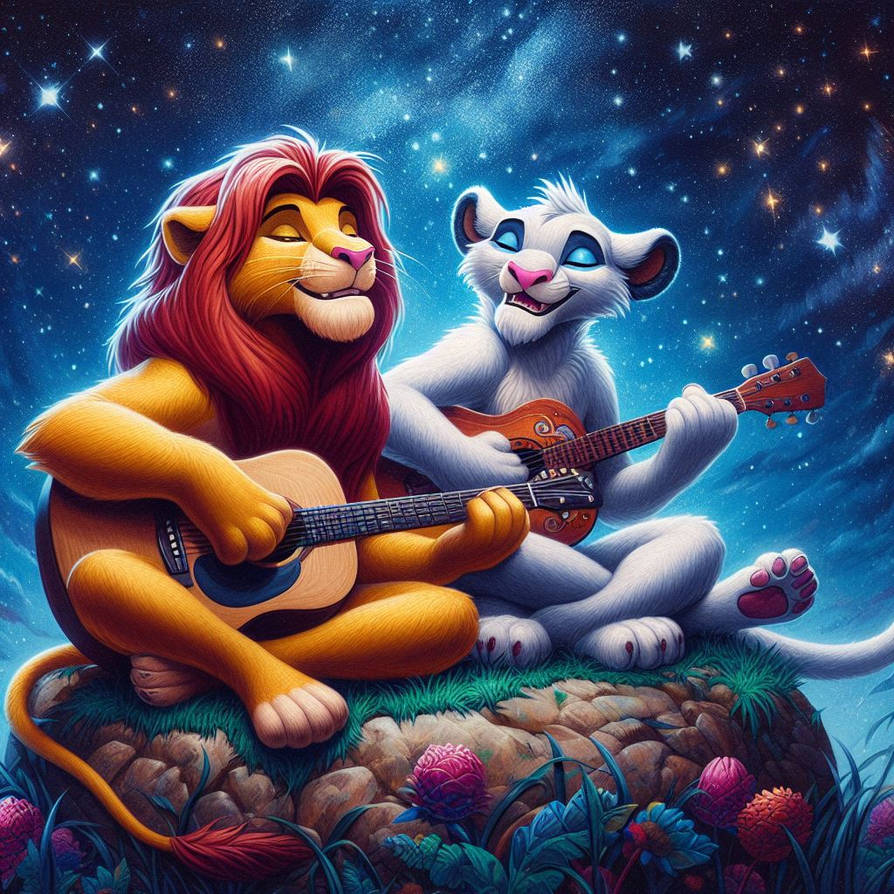 Simba and Kimba playing Country Music by SpongebobNintendo20 on DeviantArt