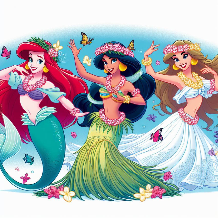 Disney Princesses as Hawaiian Hula Girls by SpongebobNintendo20 on ...