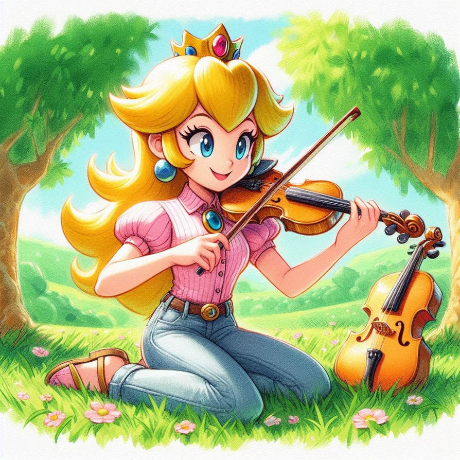 Princess Peach plays Swallowtail Jig on the Fiddle by ...