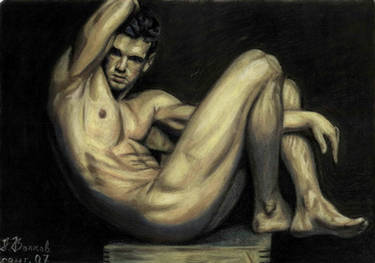 Nude male on chair