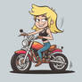 Blonde Girl on Motorcycle AI created