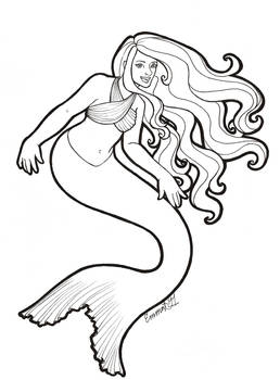 playful mermaid lineart