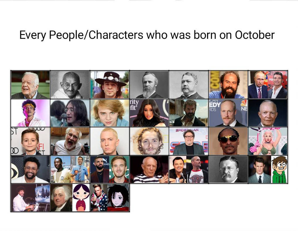Hello October Characters Every People/Characters who was born on October by 7768ASAN on DeviantArt