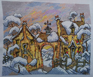 Snowy Hill Top Farm Cross Stitch