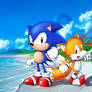 Sonic and Tails in coast of Emerald Hill
