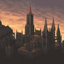 Archcathedral rooftops background
