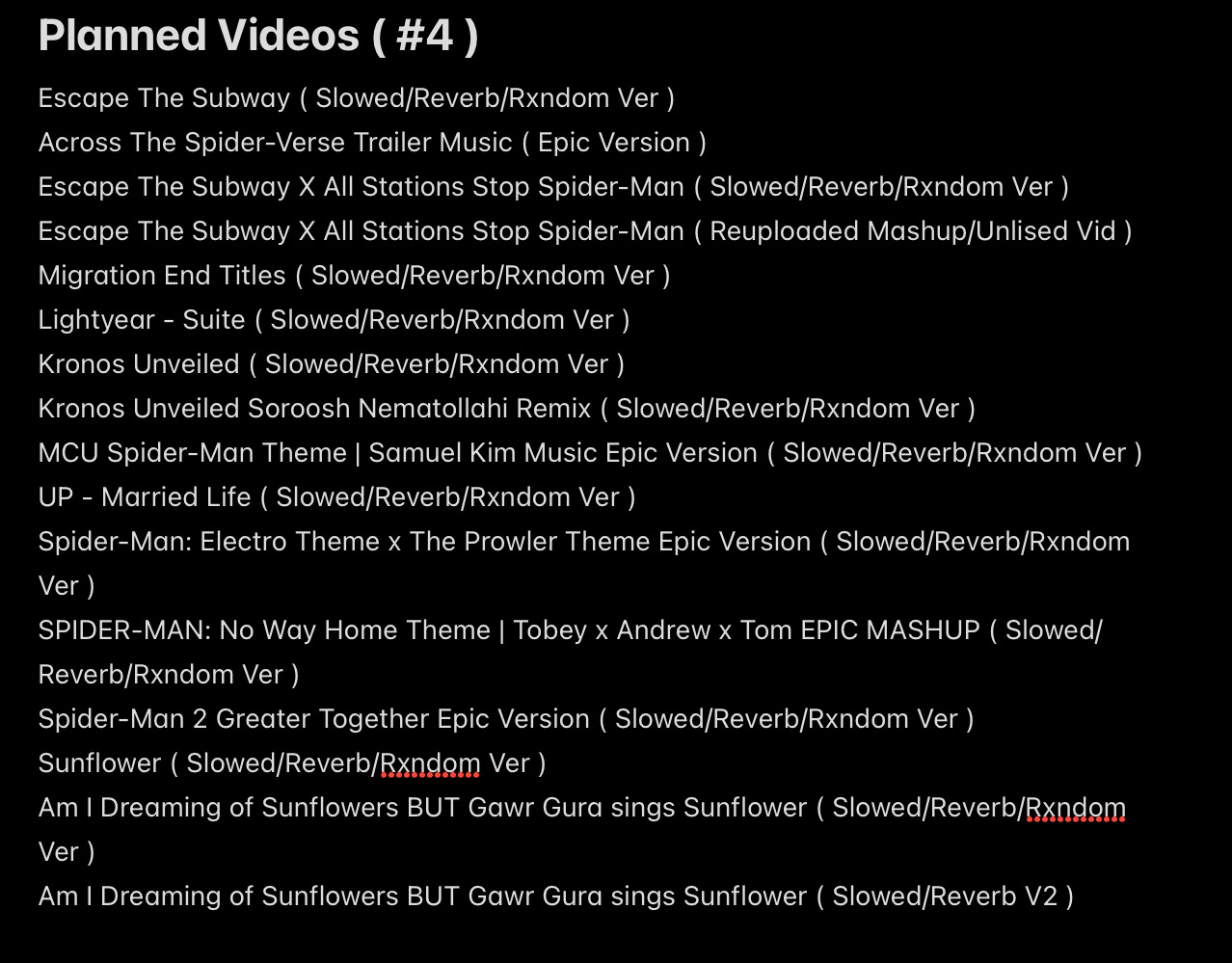 Planned Videos #4 ( After 1K )