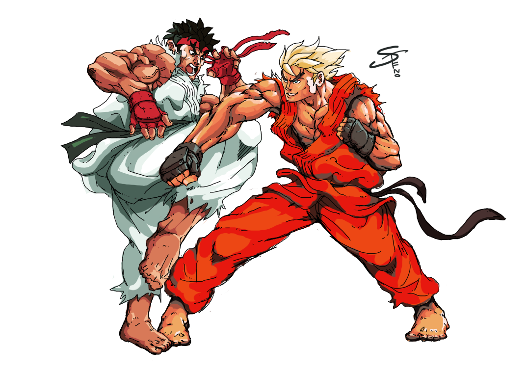 Ryu & Ken (Street Fighter 1) vs Ryu & Ken (Street Fighter 2) 