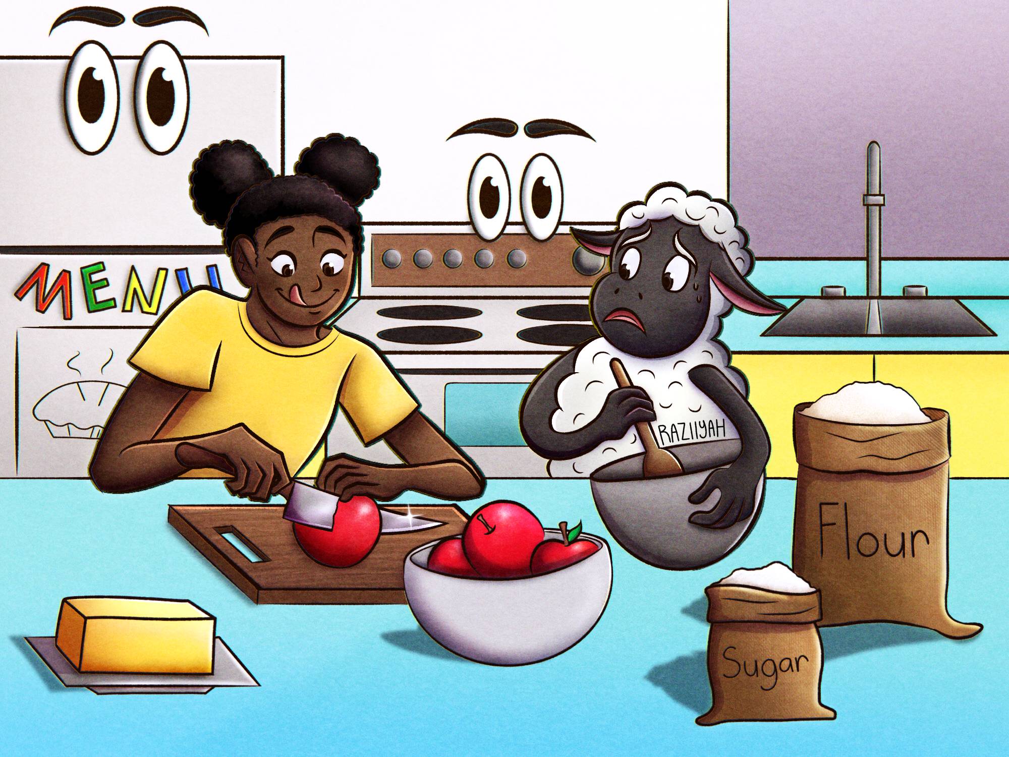 amanda the adventurer and wooly making apple pie by Raziyah on