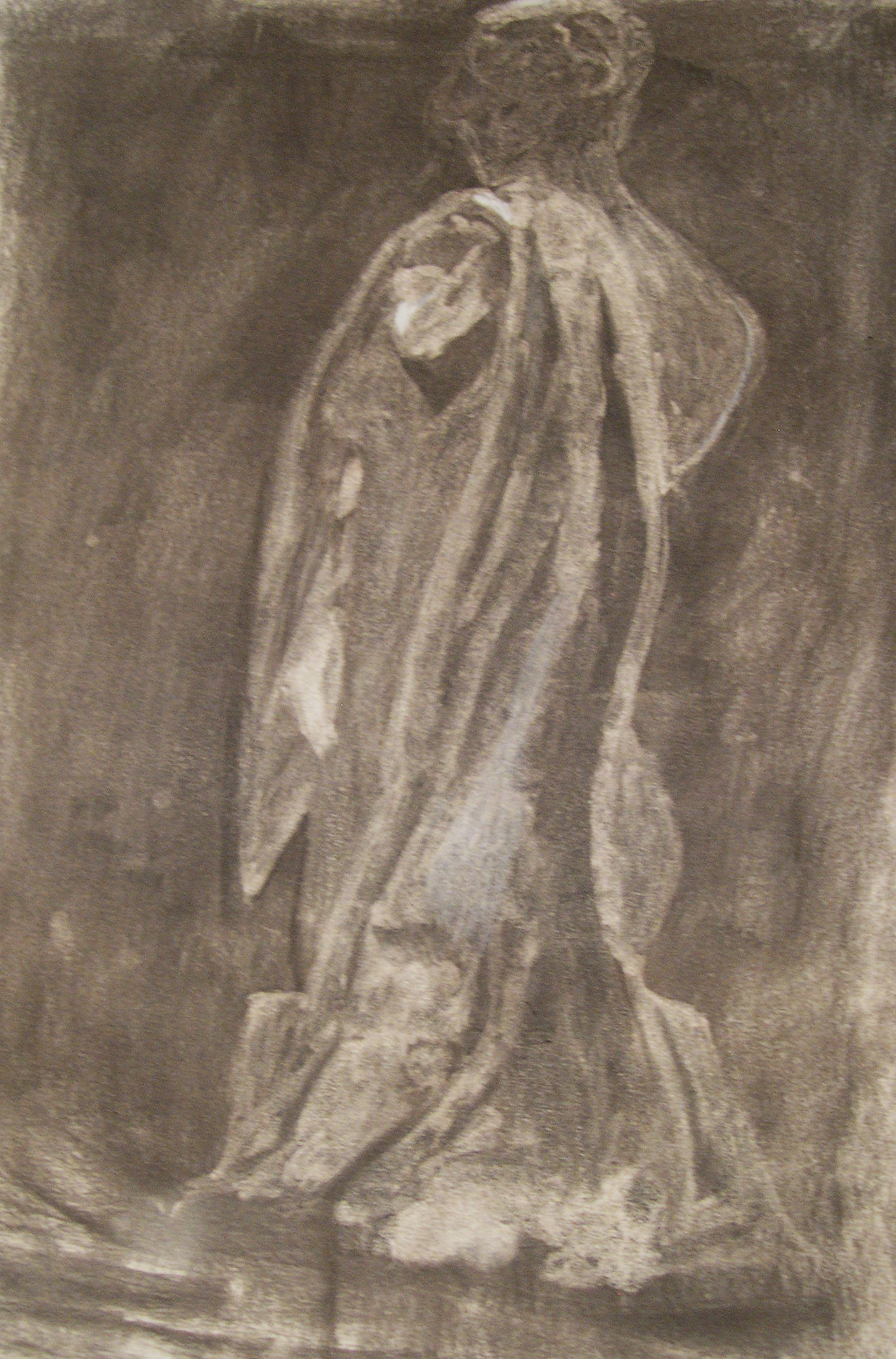 Back of Woman Bust Study in Charcoal