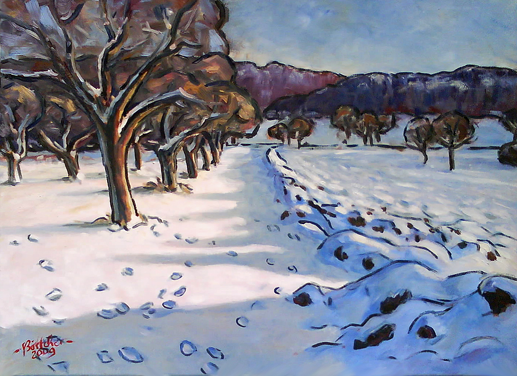 Winterly Meadow with Fruit Trees
