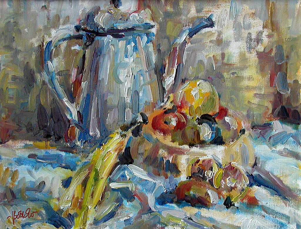 Still life with Coffee Pot and Fruit Bowl