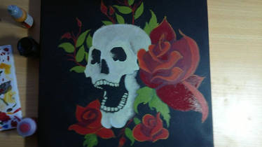 skull and roses