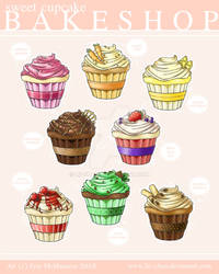 .Sweet Cupcake Sticker Set.