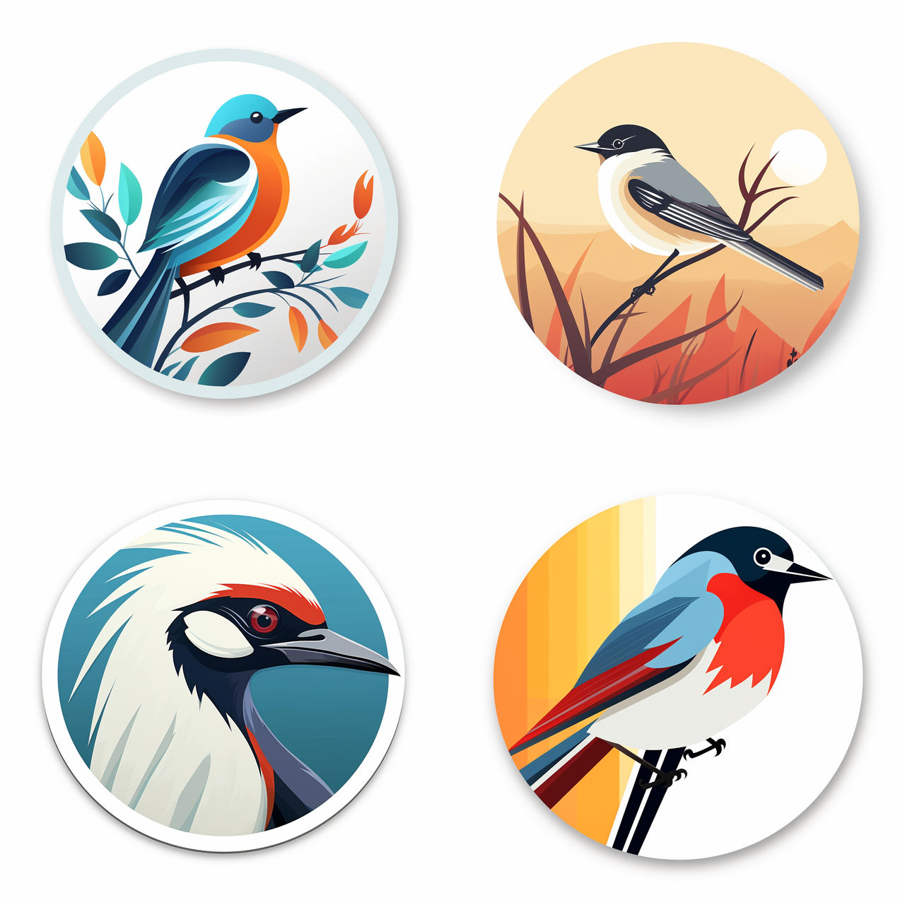 Bird Sticker Round Flat Vector Design by PromptJourneys on DeviantArt