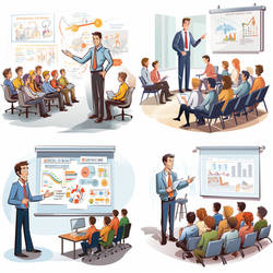 People Learning Corporate Training Cartoon