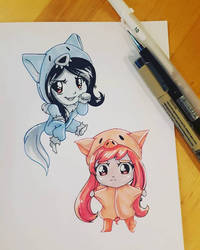 Marceline chibi and Princess bubblegum chibi