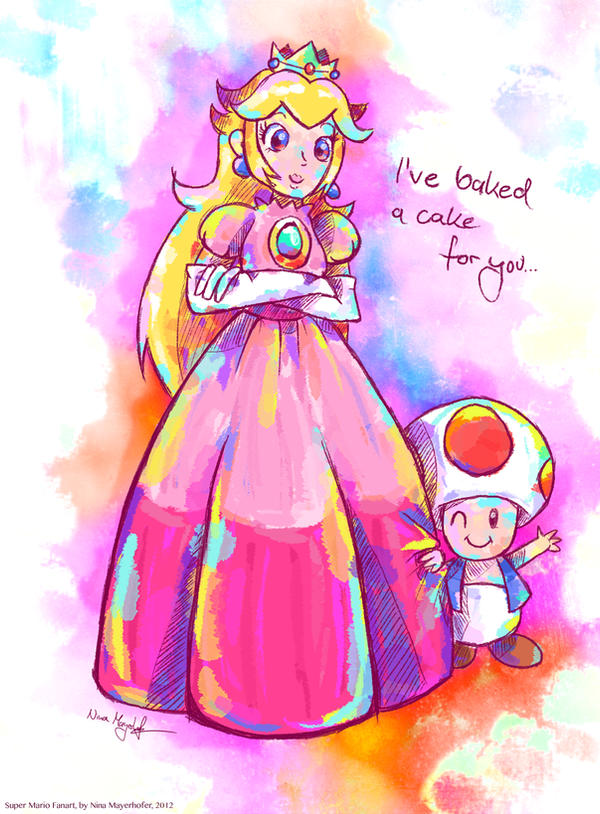 Princess Toadstool and Toad by MissNeens on DeviantArt