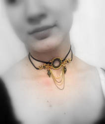 Gold steampunk neo victorian choker necklace