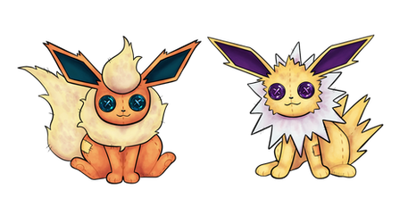 Plushiemon Collab 2022: Flareon and Jolteon