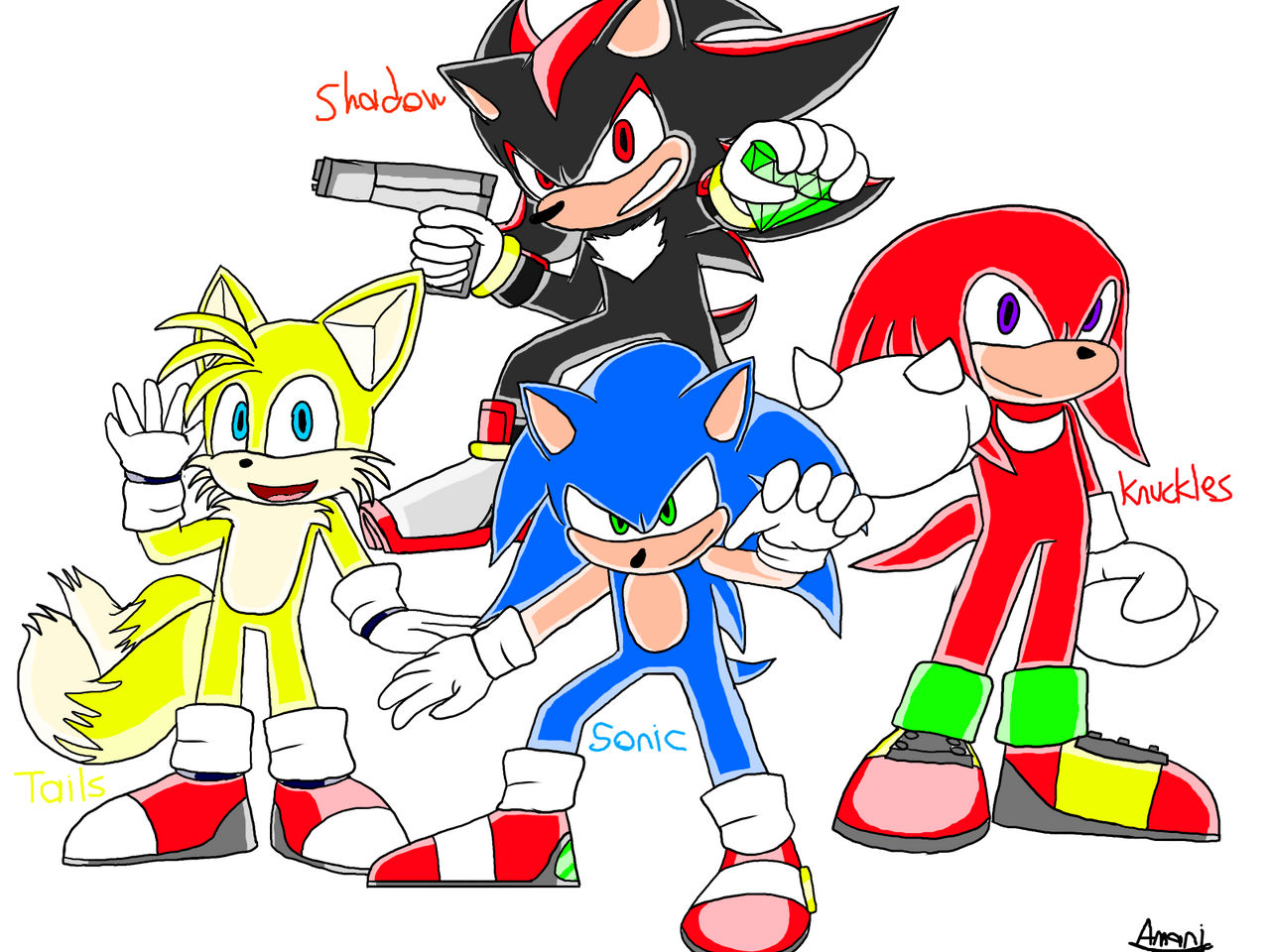 Sonic X Drawings - Sonic, Knux, Shadow,Tails & Amy by Bustedangel04 - Fanart  Central
