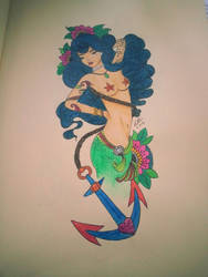 Mermaid Pin-up Tattoo Design