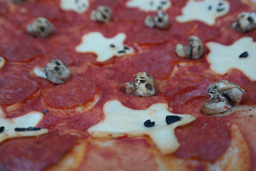 Skulls and ghosts halloween pizza