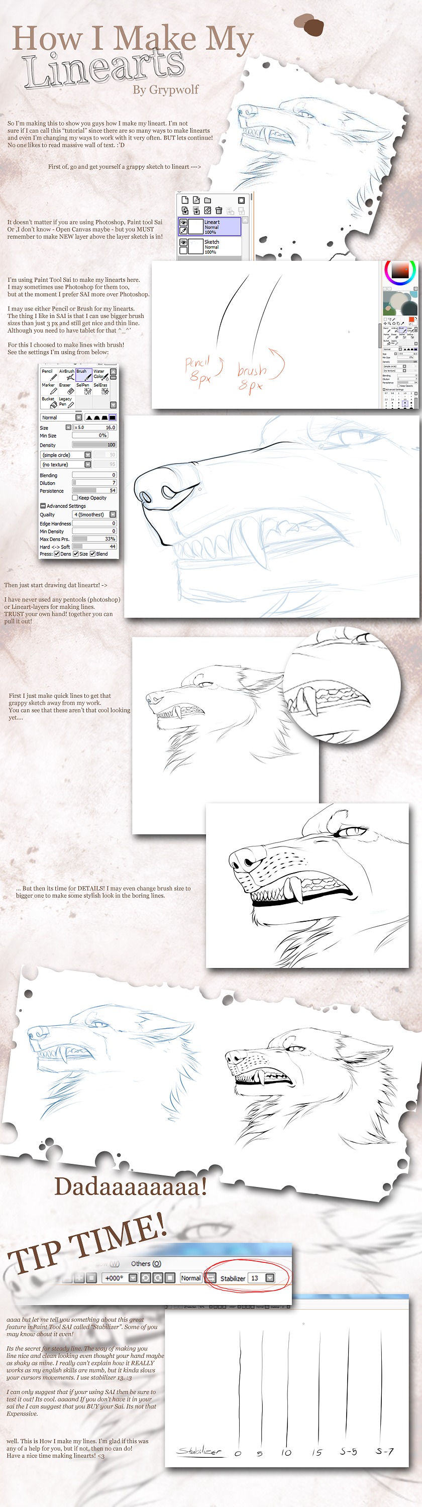 How I make my Lineart by Grypwolf