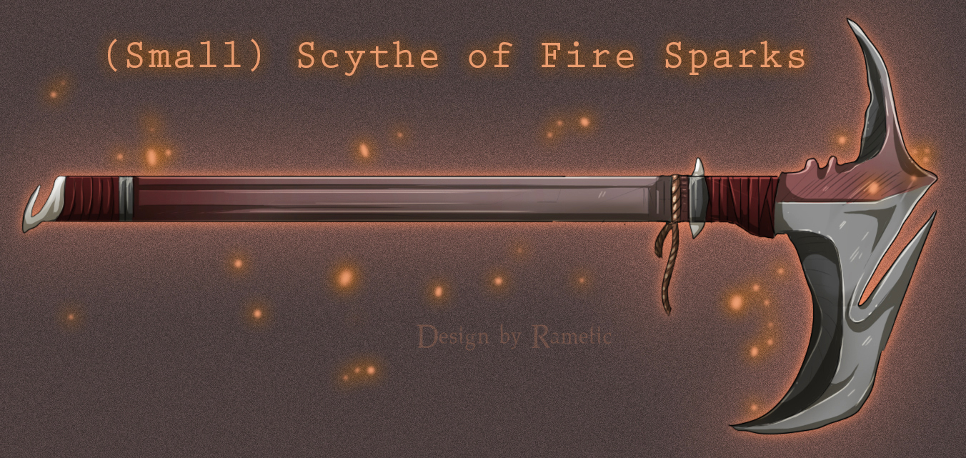 Scythe of fire sparks -Design for sale