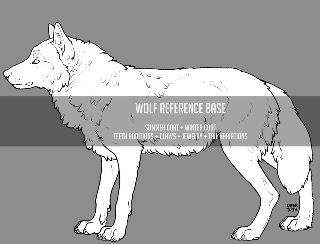 Basic Wolf Lineart Wolf Lineart (P2U) by Deertush on DeviantArt