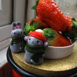 Bunnies found the strawberries