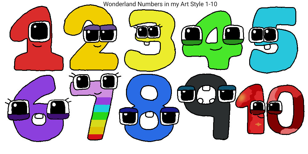 Numbers Deviantart Part 2 Wonderland Numbers in my Art Style 1-10 by MattArts9438 on DeviantArt