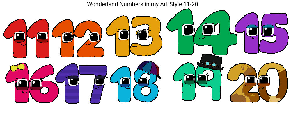 Wonderland Numbers in my Art Style 11-20 by MattArts9438 on DeviantArt