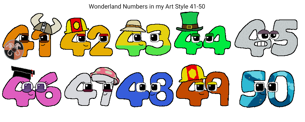 Wonderland Numbers in my Art Style 41-50 by MattArts9438 on DeviantArt