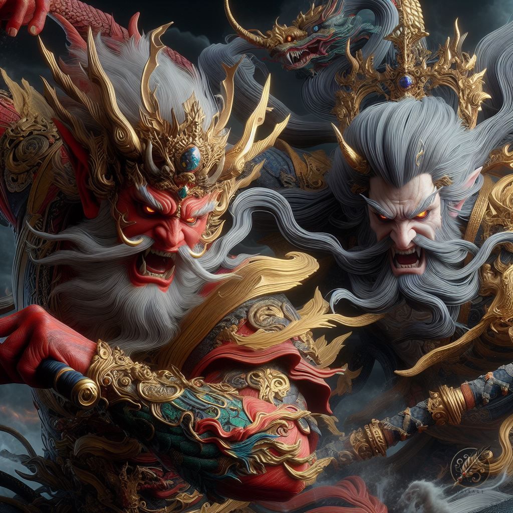 Fujin Fujin and Raijin Japanese Gods of Wind and Thunder by GalleryBrisArt on ...