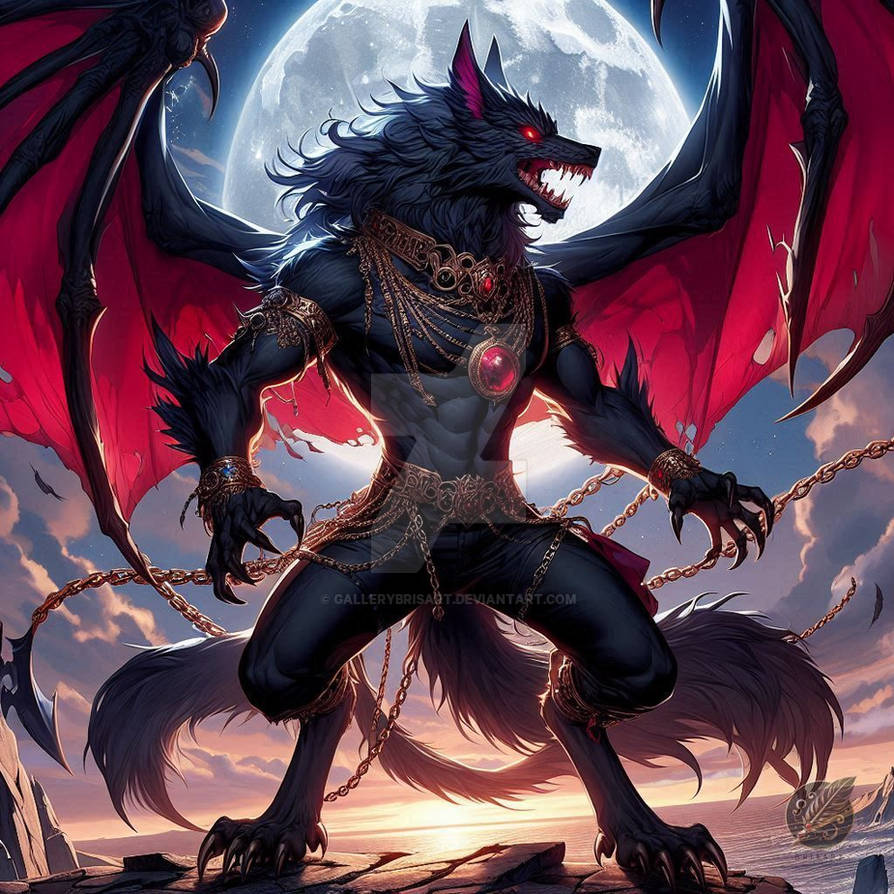 Werewolf With Wings At Midnight by GalleryBrisArt on DeviantArt