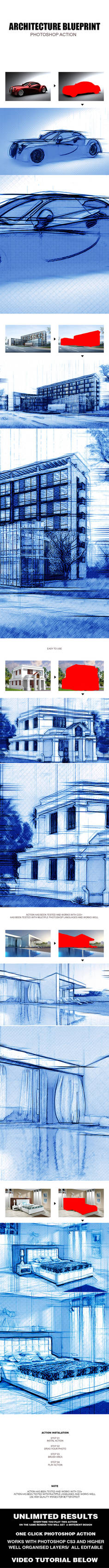 Architecture Blueprint - Photoshop Action #78