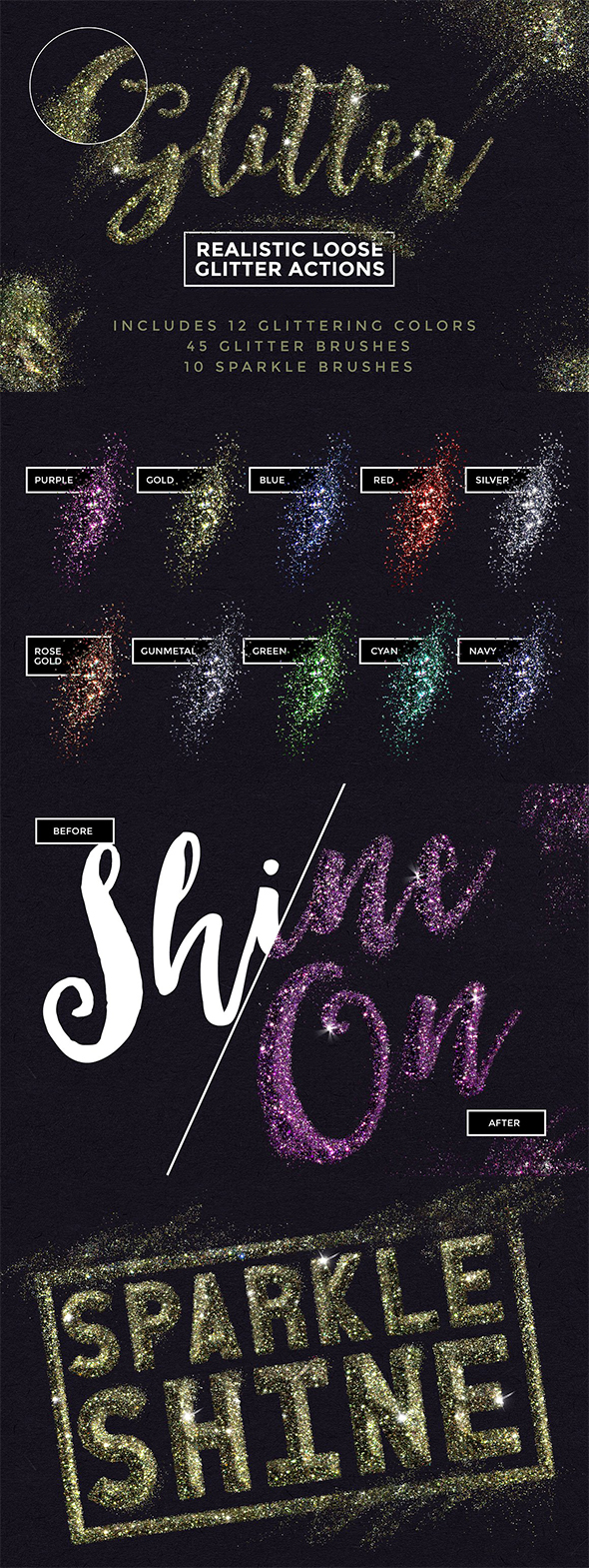 glitter text photoshop actions by