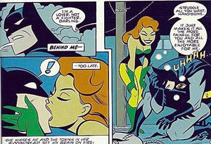 comic Poison Ivy kisses batman