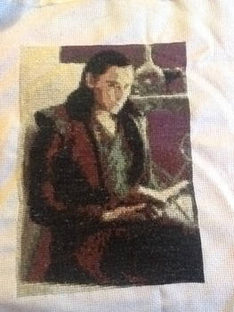 Loki Cross stitch completed