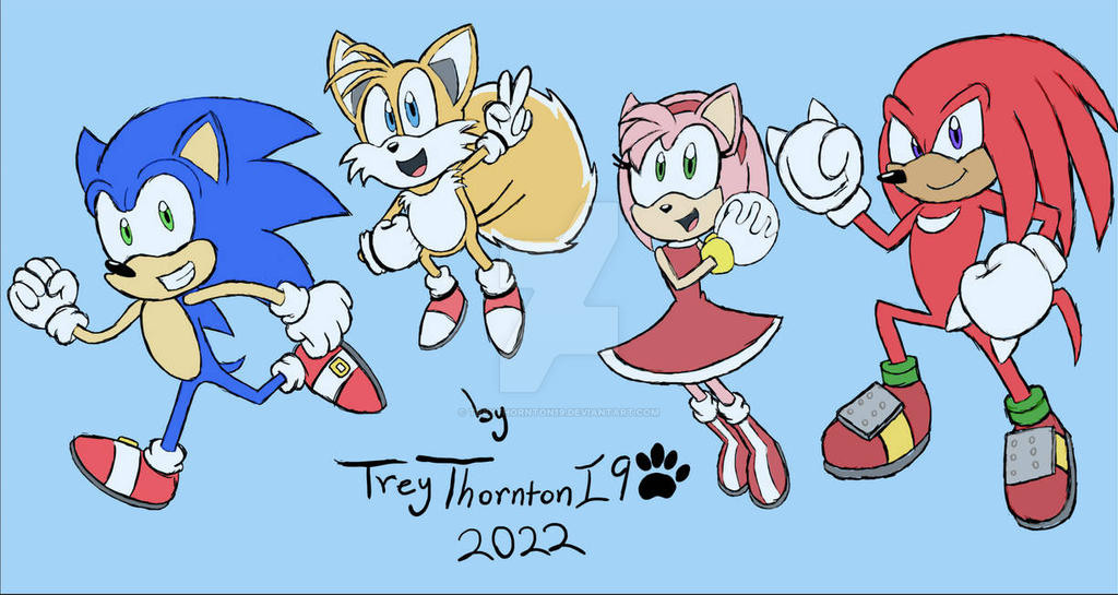 Sonic, Tails, Amy Rose, and Knuckles digital art by Treythornton19 on ...