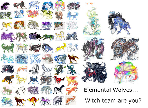Elemental wolves by mkljkl on DeviantArt