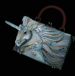 Hand-embroidered unicorn bag