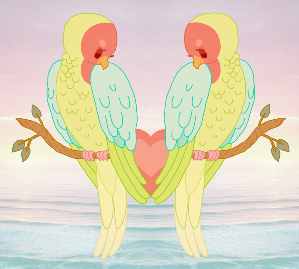 Love Birds In Paradise