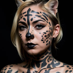 Ocelot face tattoo