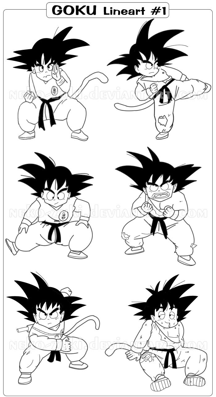 Goku Lineart 1 - 6 poses