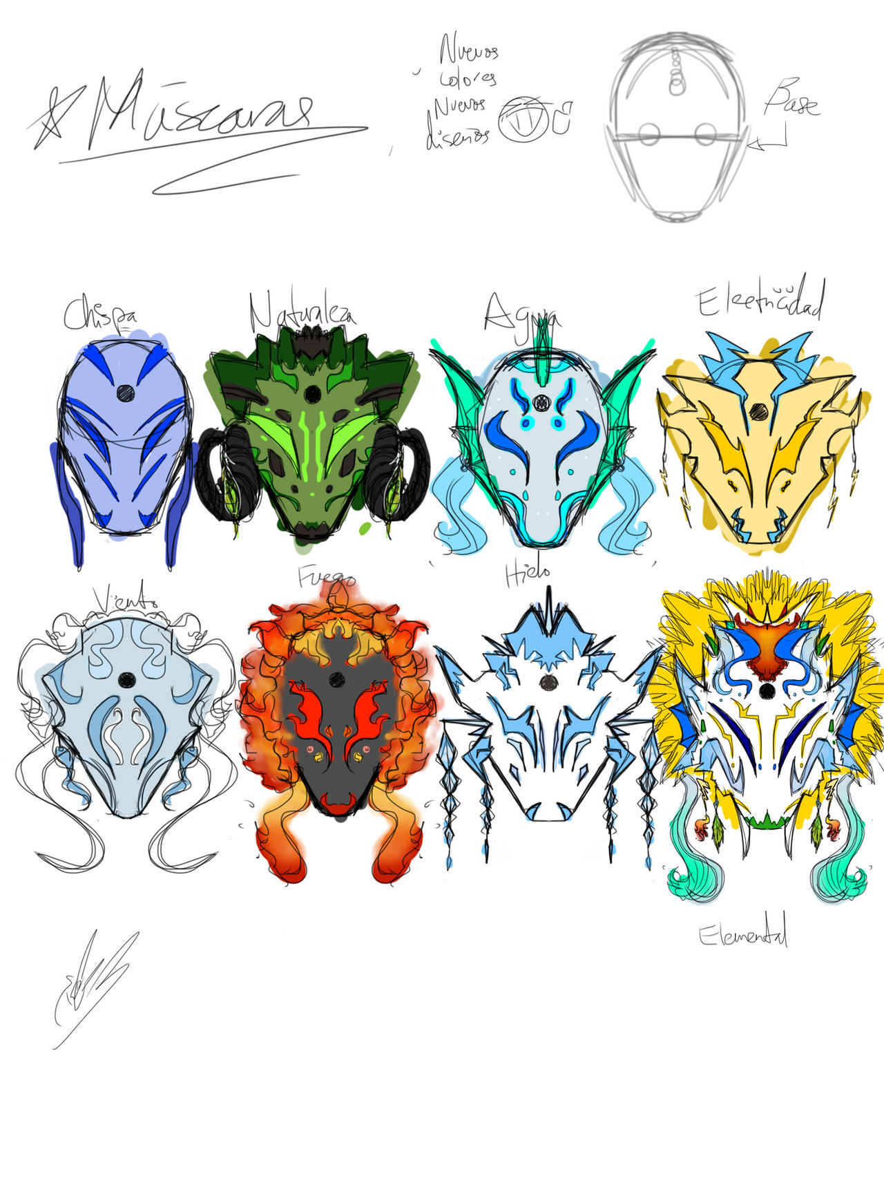 8 Element Mask Elements masks sketch by Brije on DeviantArt