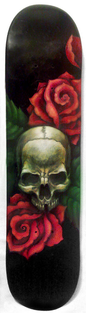 Skull And Roses -Oil On Deck-