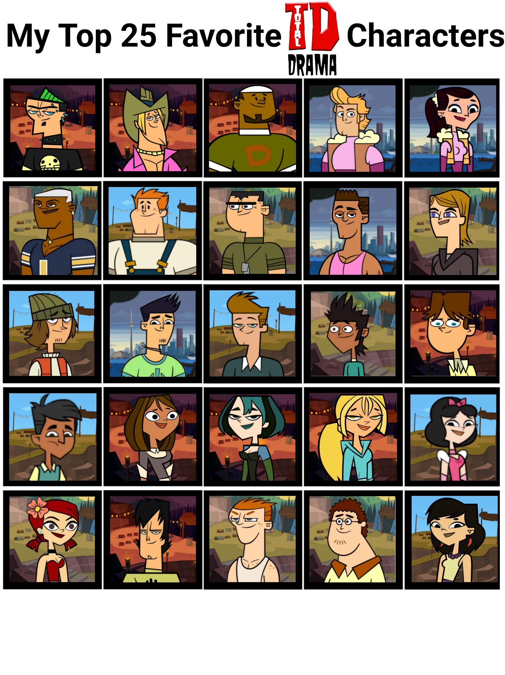 Total drama top 25 favorite characters by fcomendoza on DeviantArt