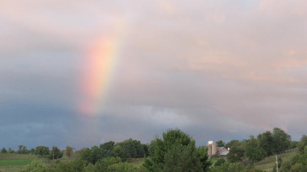 Rainbow over farm